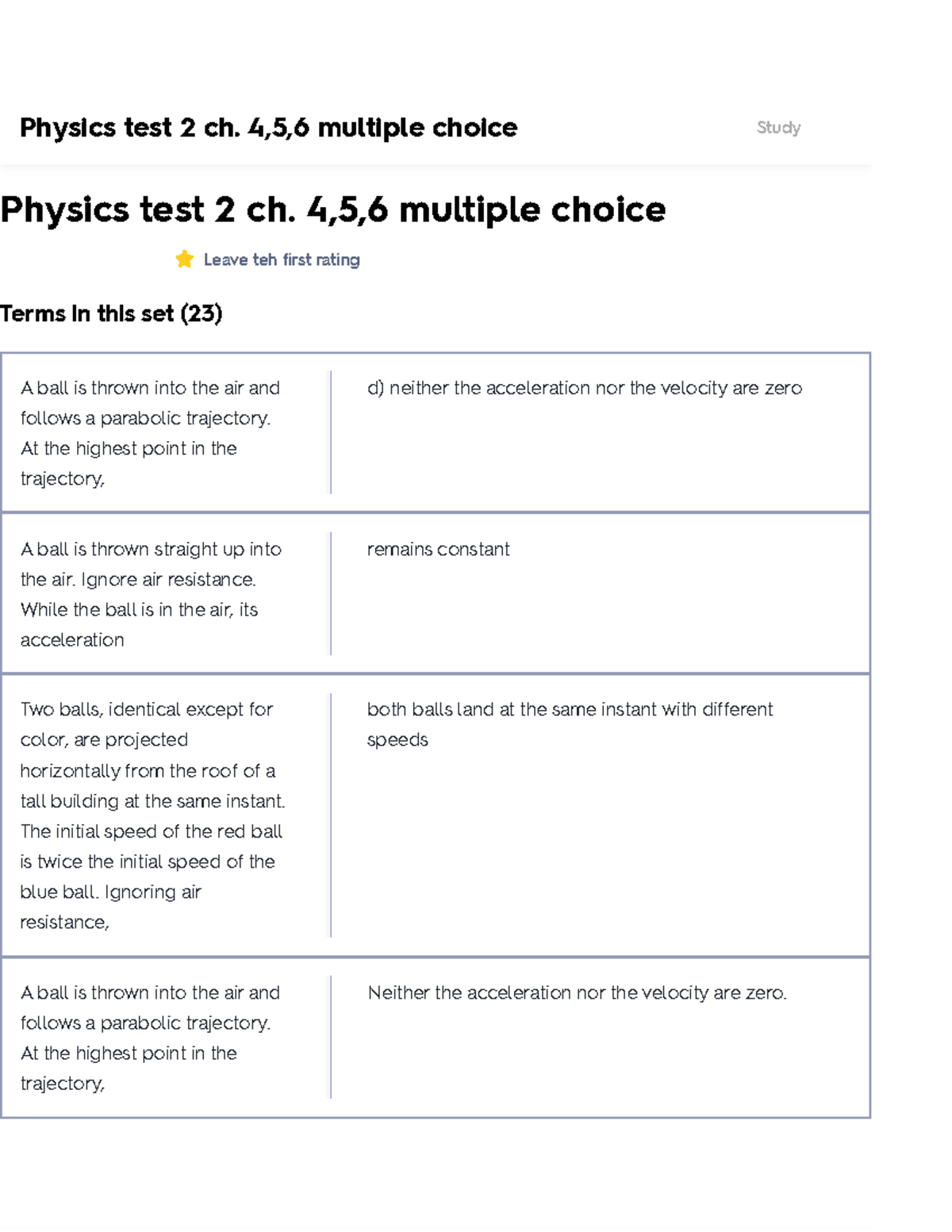 Physics Ch. 4,5,6 Multiple Choice Flashcards - Physics Test 2 Ch. 4,5,6 ...