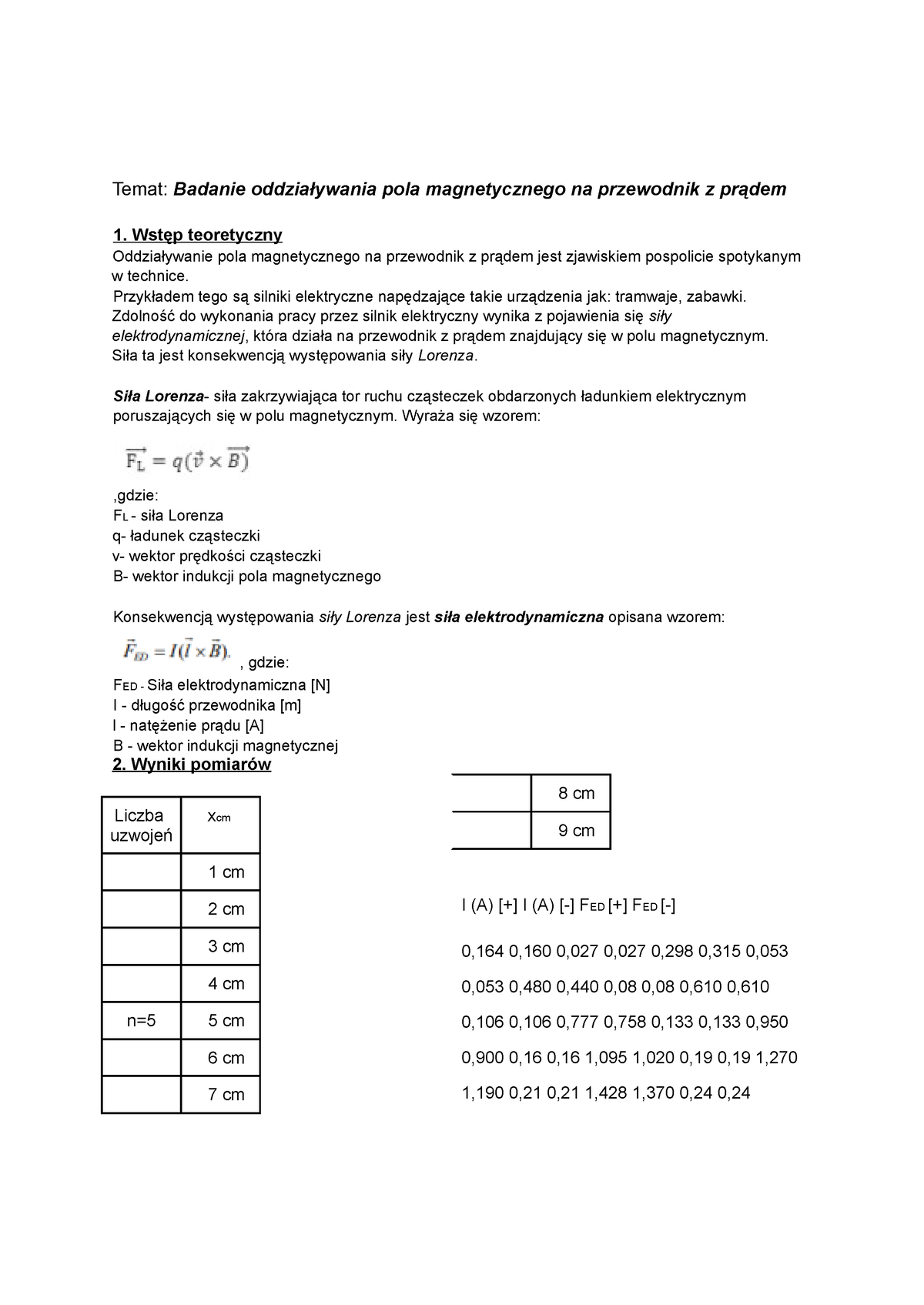 Ess - Cwiczenie 204 - Temat: Badanie Oddziaływania Pola Magnetycznego ...