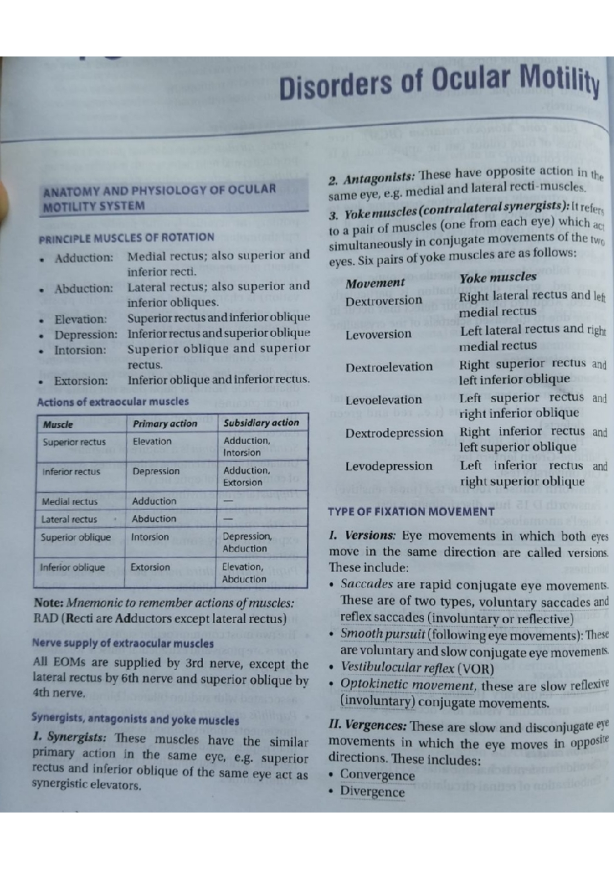 Disorders of ocular motility - Bsc Optometry - Studocu