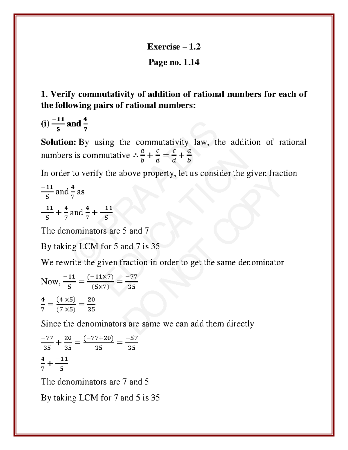 Rd sharma chapter 1 excersie 1.2 - Exercise – 1. Page no. 1. 1. Verify ...