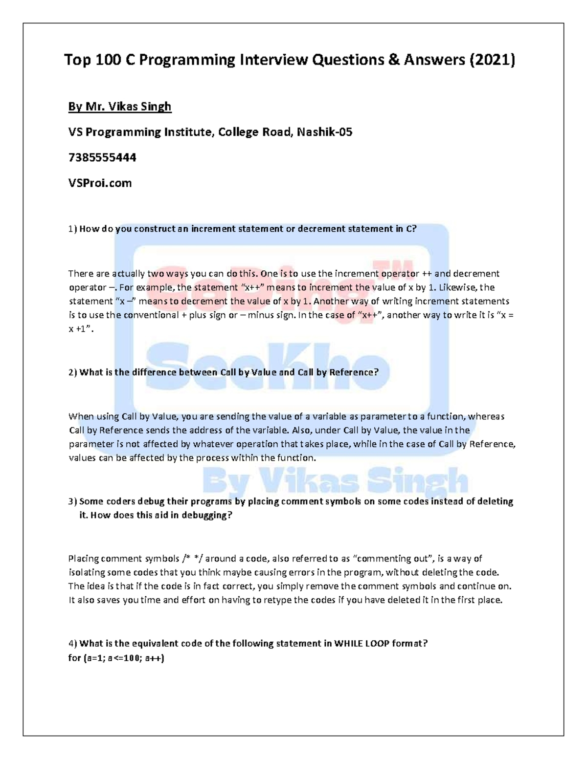 C Programming - 100 Questions 25039077 2023 11 05 18 12 - Top 100 C ...
