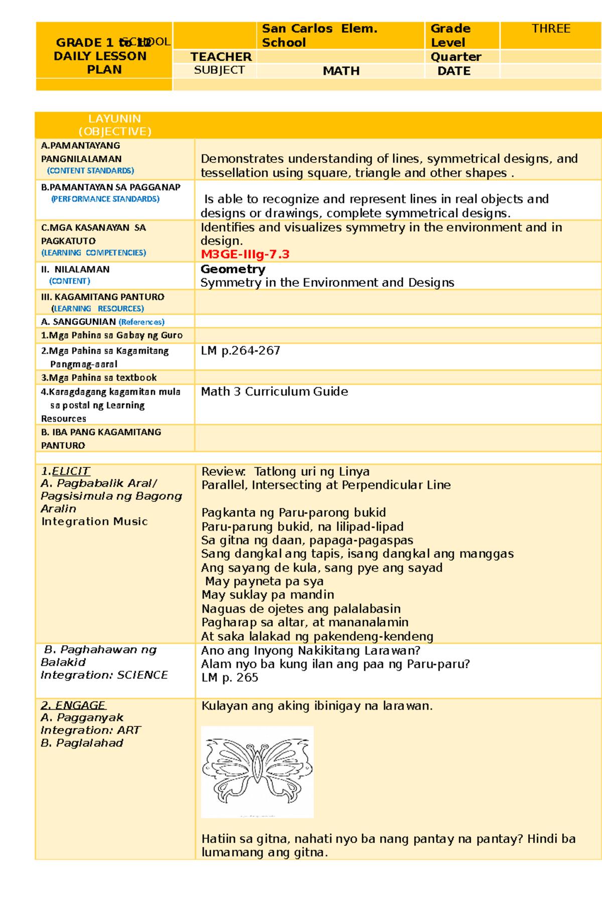 MATH-3-COT - None - GRADE 1 to 12 DAILY LESSON PLAN SCHOOL San Carlos ...
