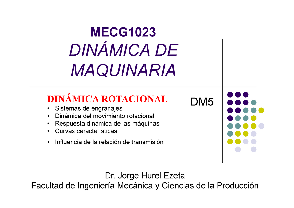 Clase Dm5 Dinámica Rotacional Mecg DinÁmica De Maquinaria Dm Dr