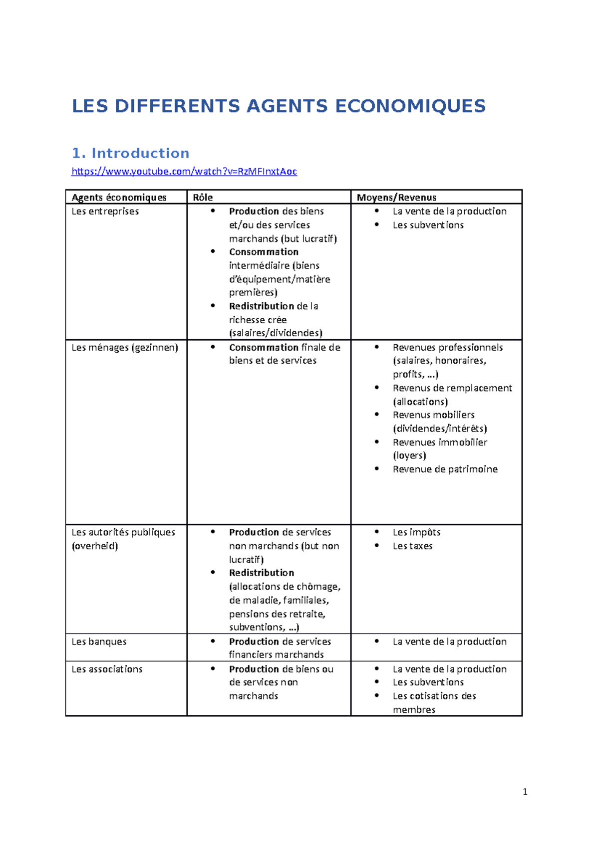 3 LES Differents Agents Economiques - LES DIFFERENTS AGENTS ECONOMIQUES ...