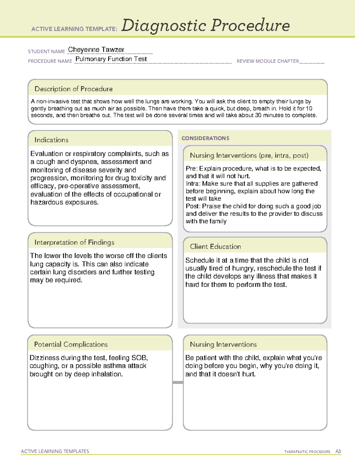 Pulmonary Funtion Test ACTIVE LEARNING TEMPLATES THERAPEUTIC 