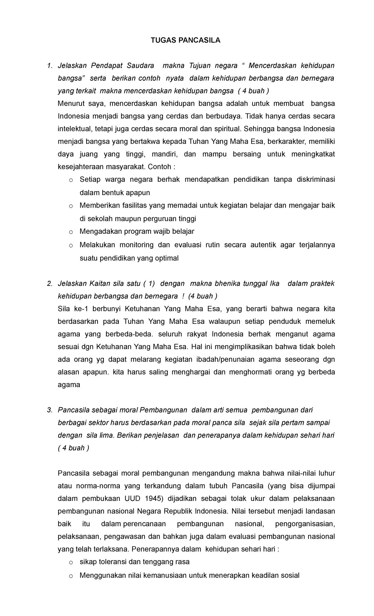 Pancasila - Tugas Pancasila - TUGAS PANCASILA Jelaskan Pendapat Saudara ...