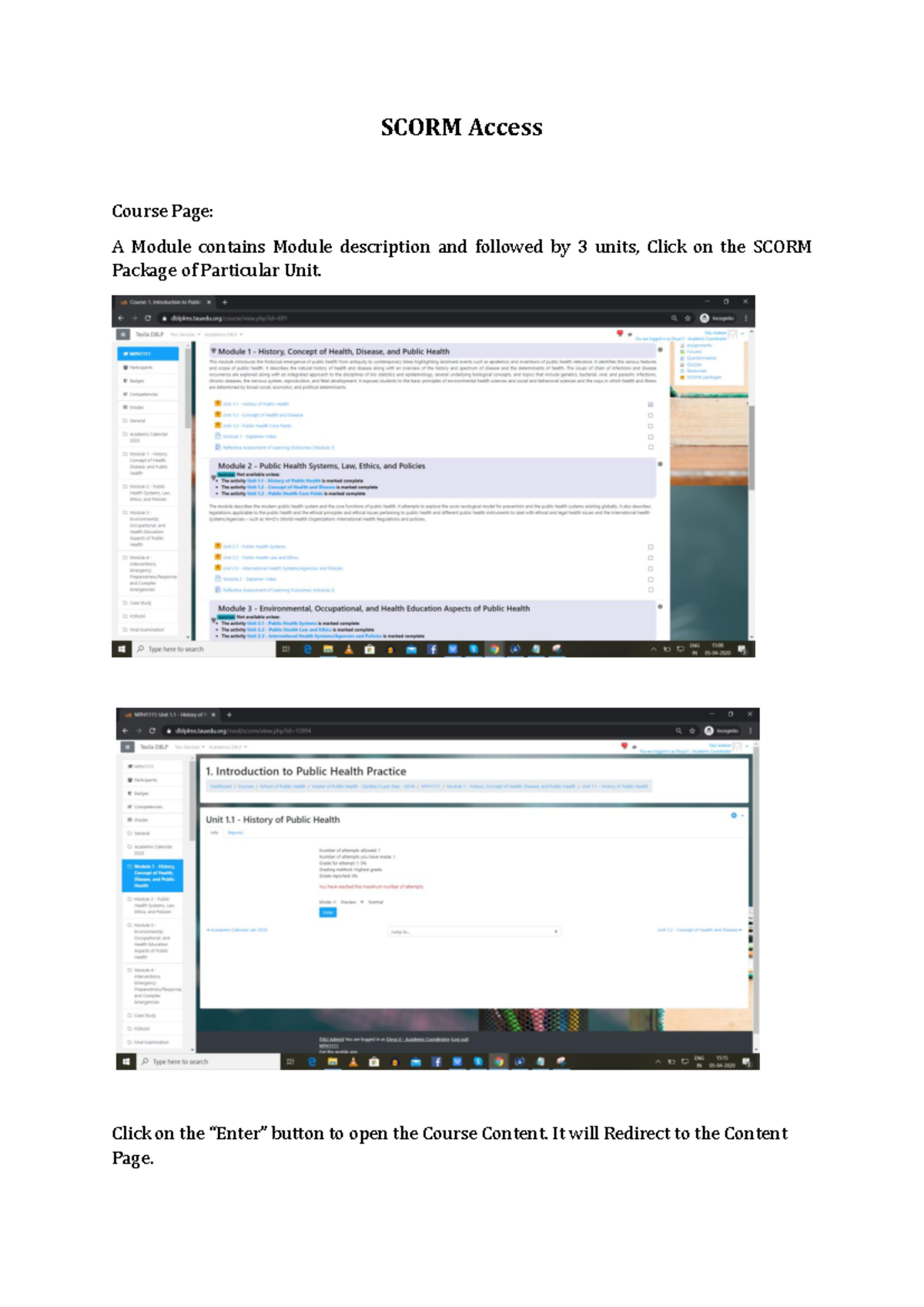4. How to Access Scorm packages - SCORM Access Course Page: A Module ...
