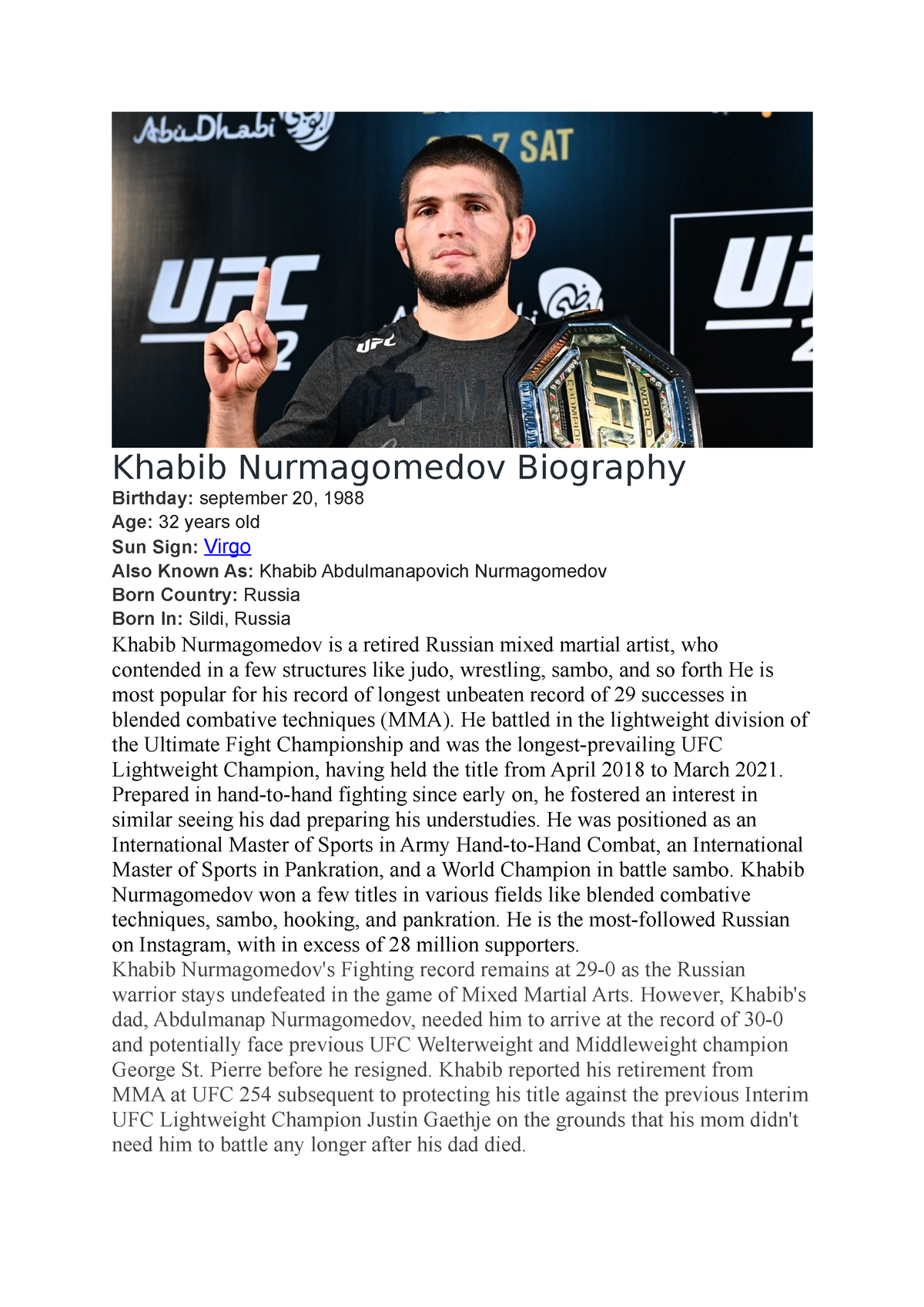 khabib nurmagomedov biography book