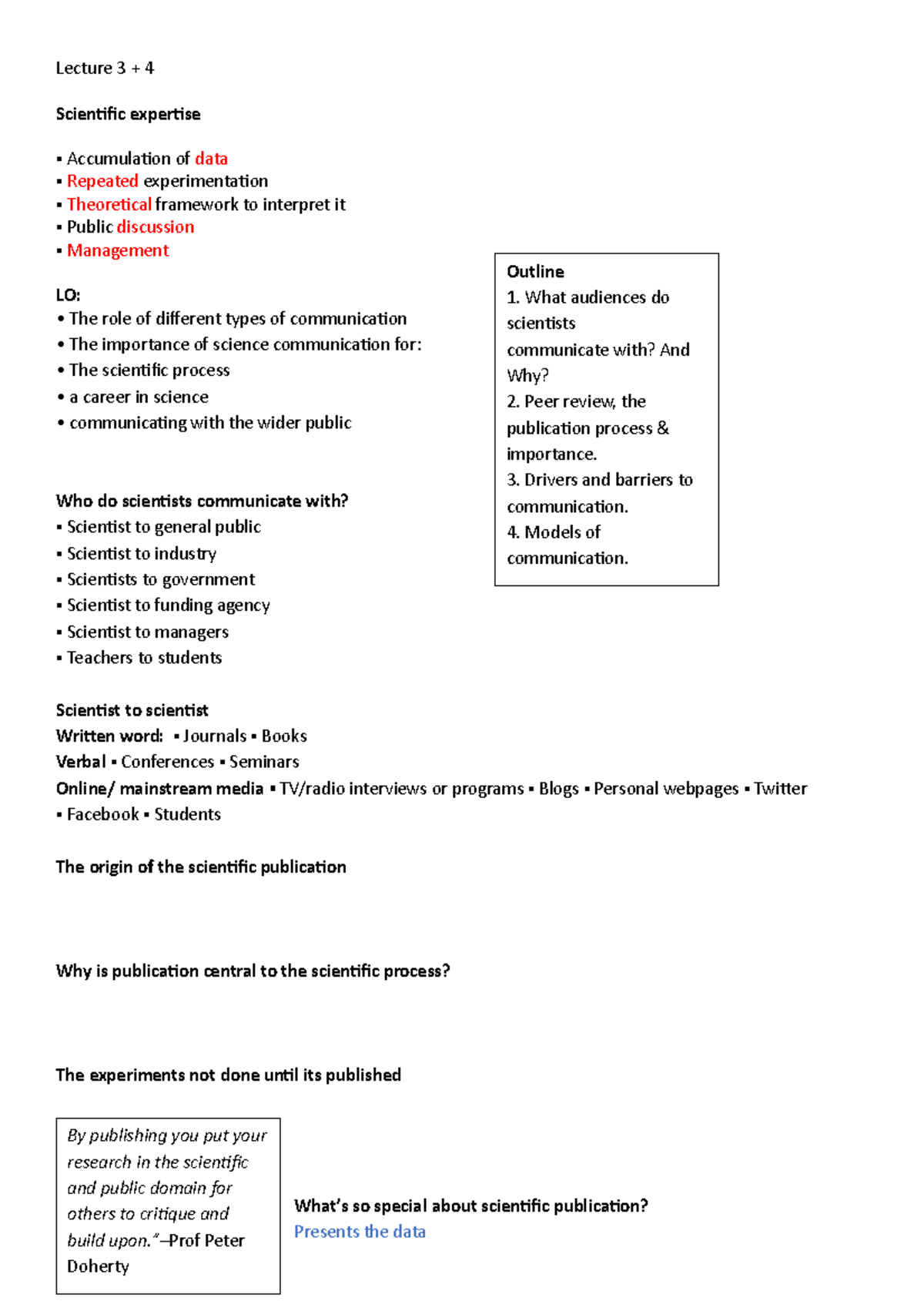 Lec 3 + 4 - Lecture notes 3,4 - Lecture 3 + 4 Scientific expertise ...