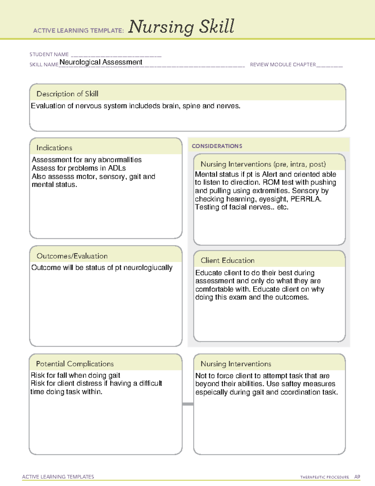 Week 10 Sim Neuro Assessment - ACTIVE LEARNING TEMPLATES THERAPEUTIC ...