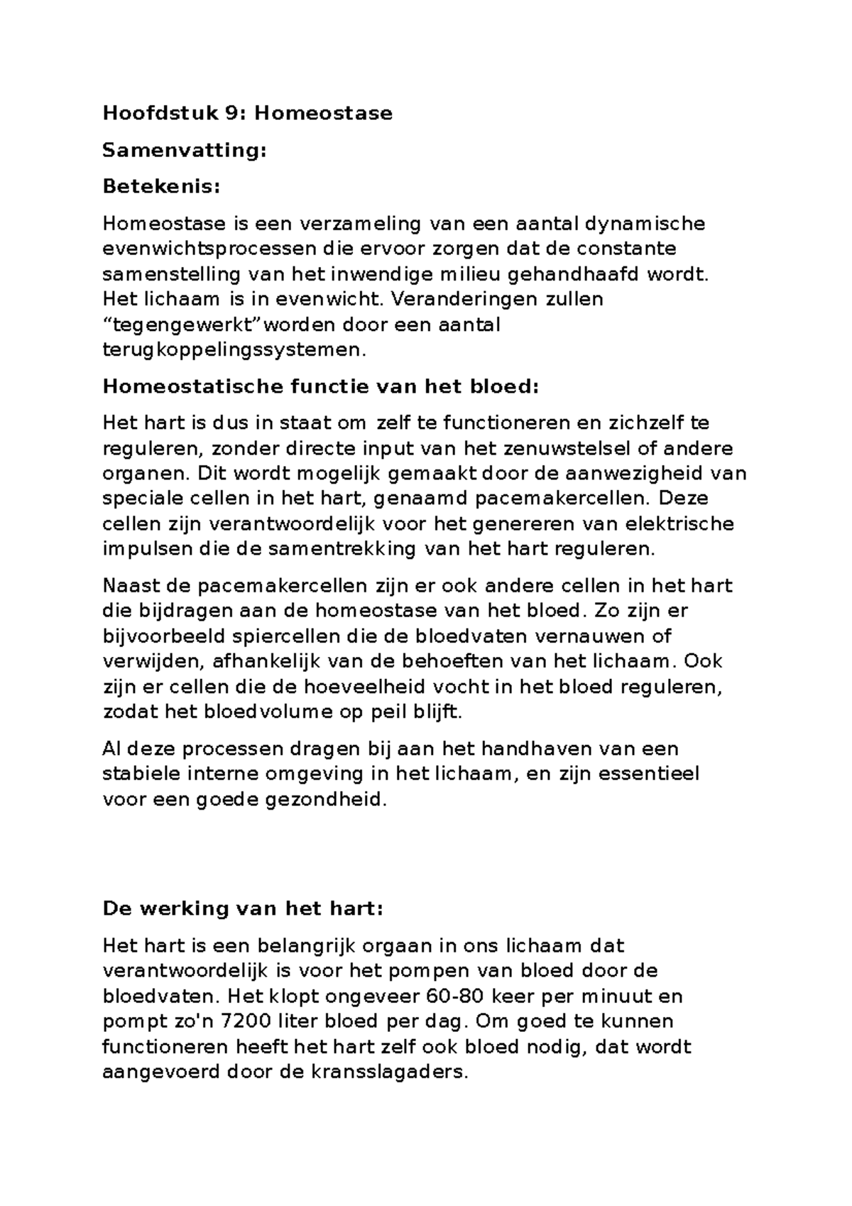 Bio Samenvatting - Bio - Hoofdstuk 9: Homeostase Samenvatting ...