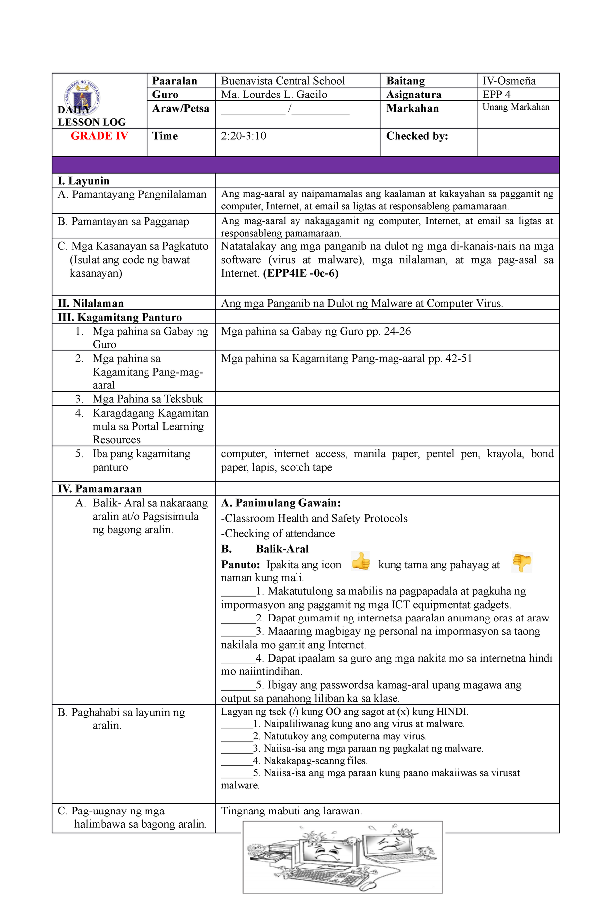 DLL EPP4 Q1 WK3 DAY2 - Lesson Plan - DAILY LESSON LOG Paaralan ...