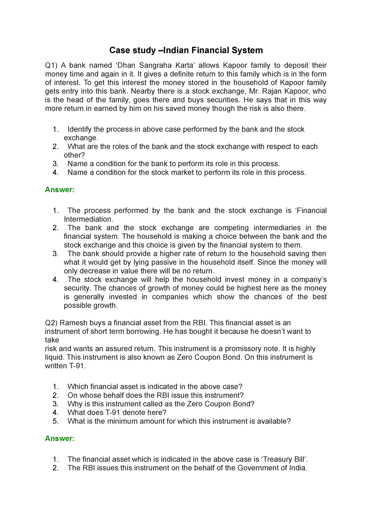 case study on indian financial system