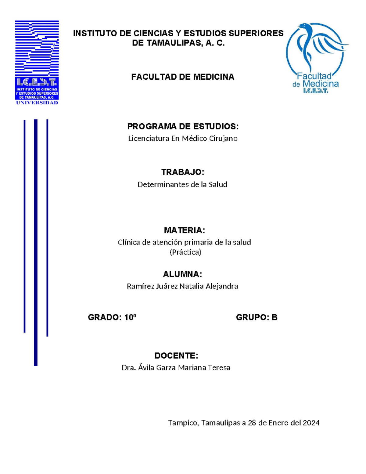 Determinantes de la salud NARJ - INSTITUTO DE CIENCIAS Y ESTUDIOS ...