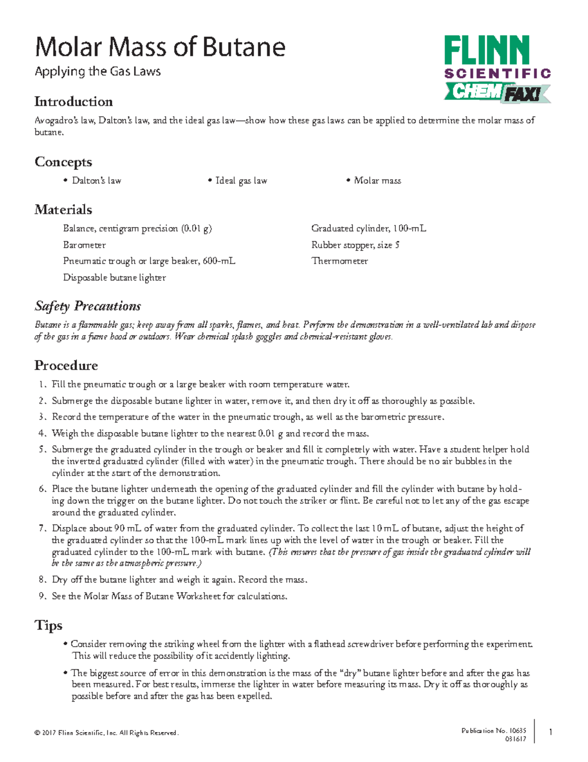 DC10635 lab report Molar Mass of Butane Applying the Gas Laws