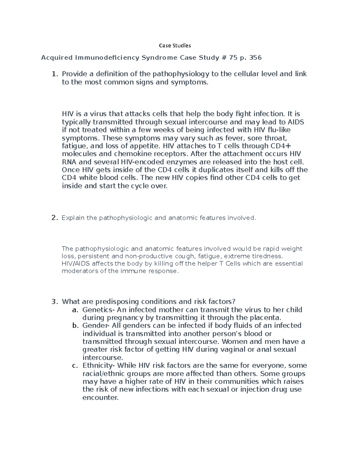 case study 75 acquired immunodeficiency syndrome