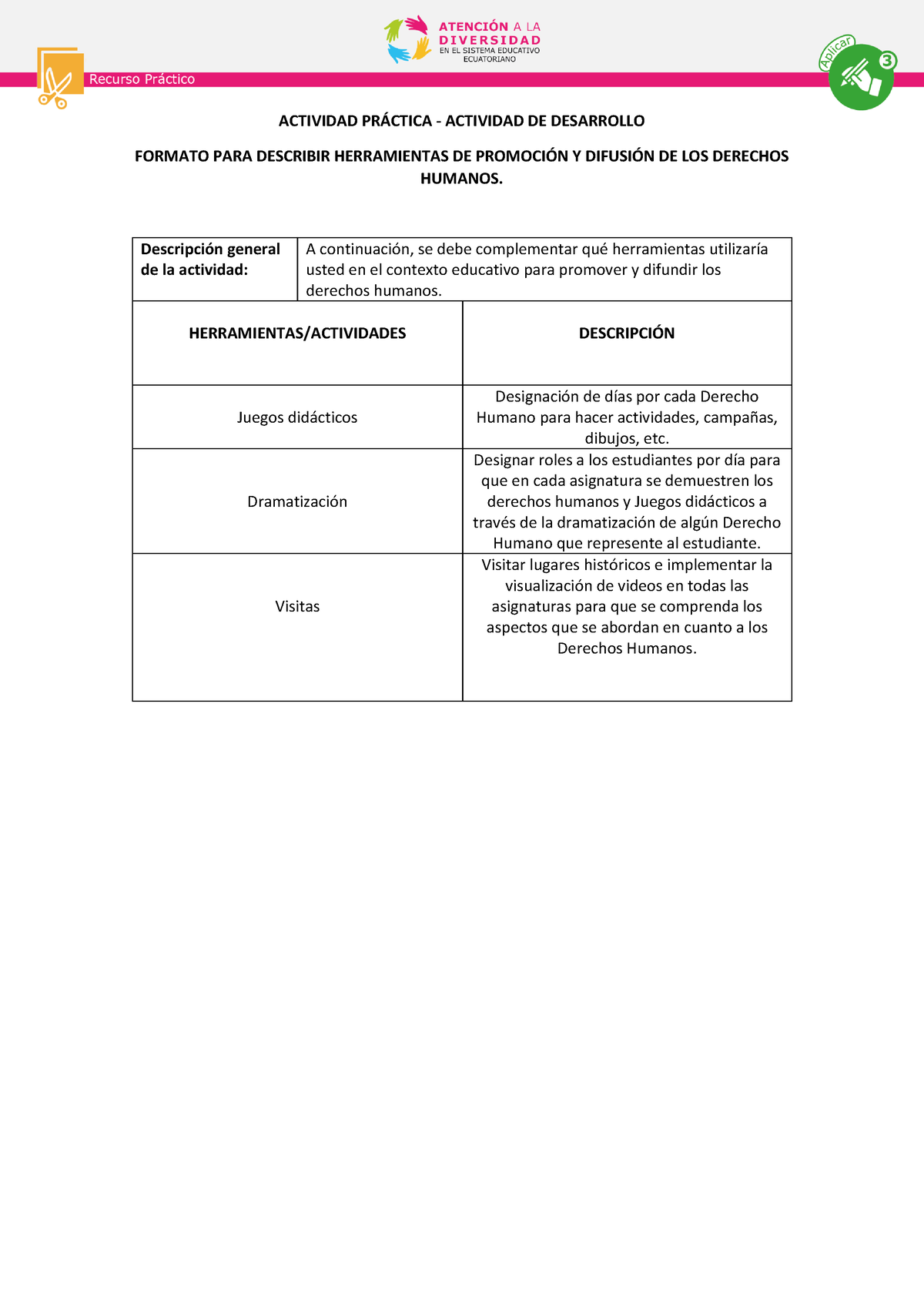 Desarrollo De Actividades De Promoción De Los Derechos Humanos Actividad PrÁctica Actividad 9617