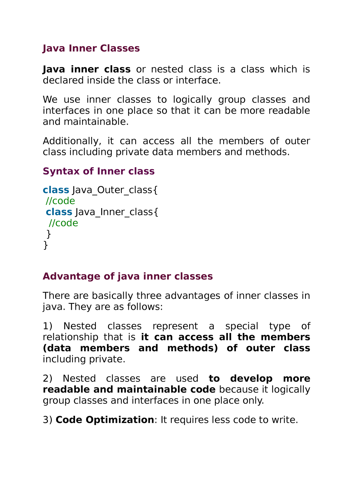 Inner, Wrapper, String And Stringbuilder Class - Java Inner Classes ...