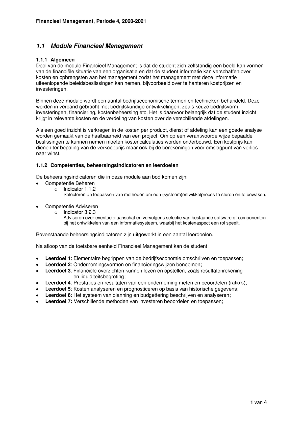 2021 Leswijzer Financieel Management - 1 Module Financieel Management 1 ...