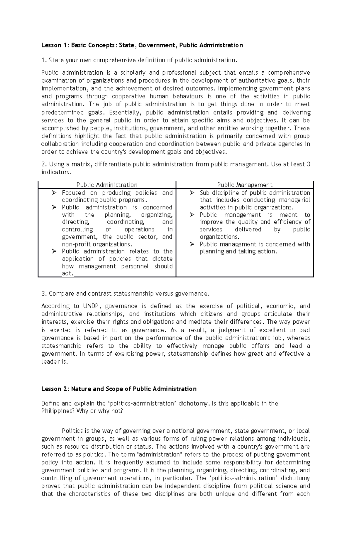 Module 1 Introduction To Public Administration - Lesson 1: Basic ...