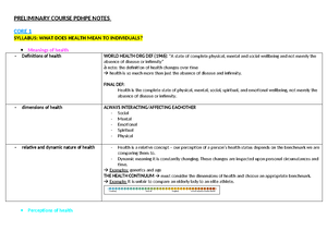 Preliminary Core 1 - Better Health for Individuals - TOPIC 1 - WHAT ...