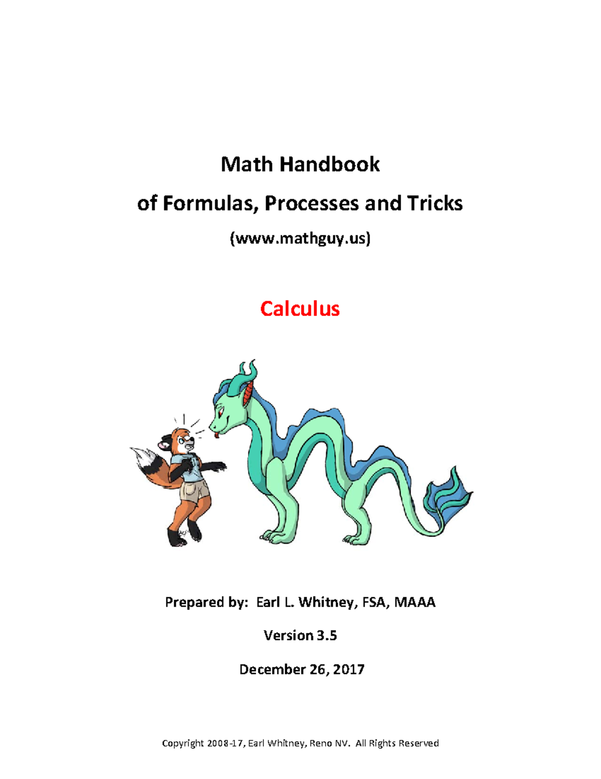 Calculus Handbook 1 - summary - CopLJright ϮϬϬΘ‐ϭϳ, Earl WhitŶeLJ, ReŶo ...