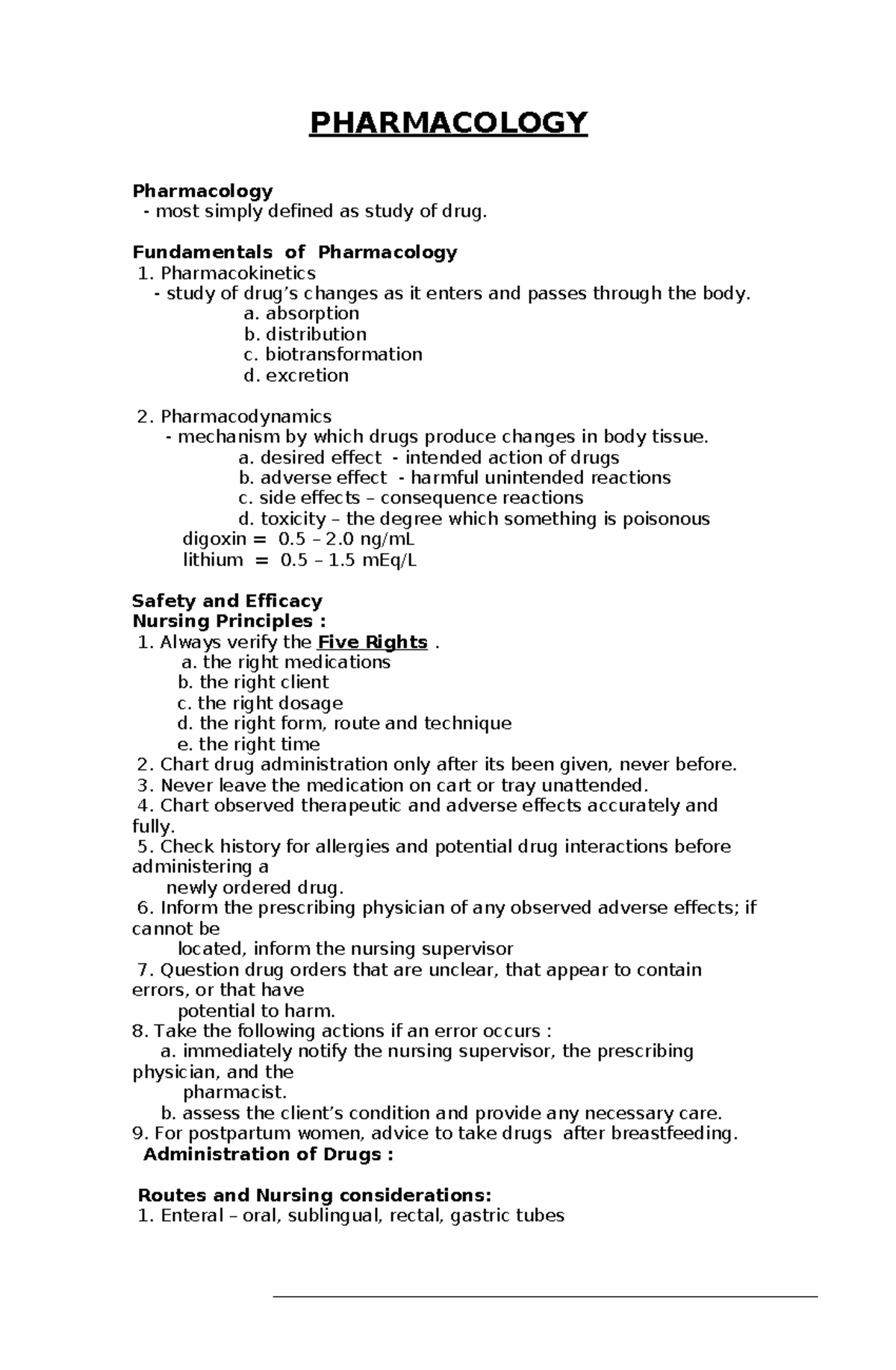 essay questions in pharmacology