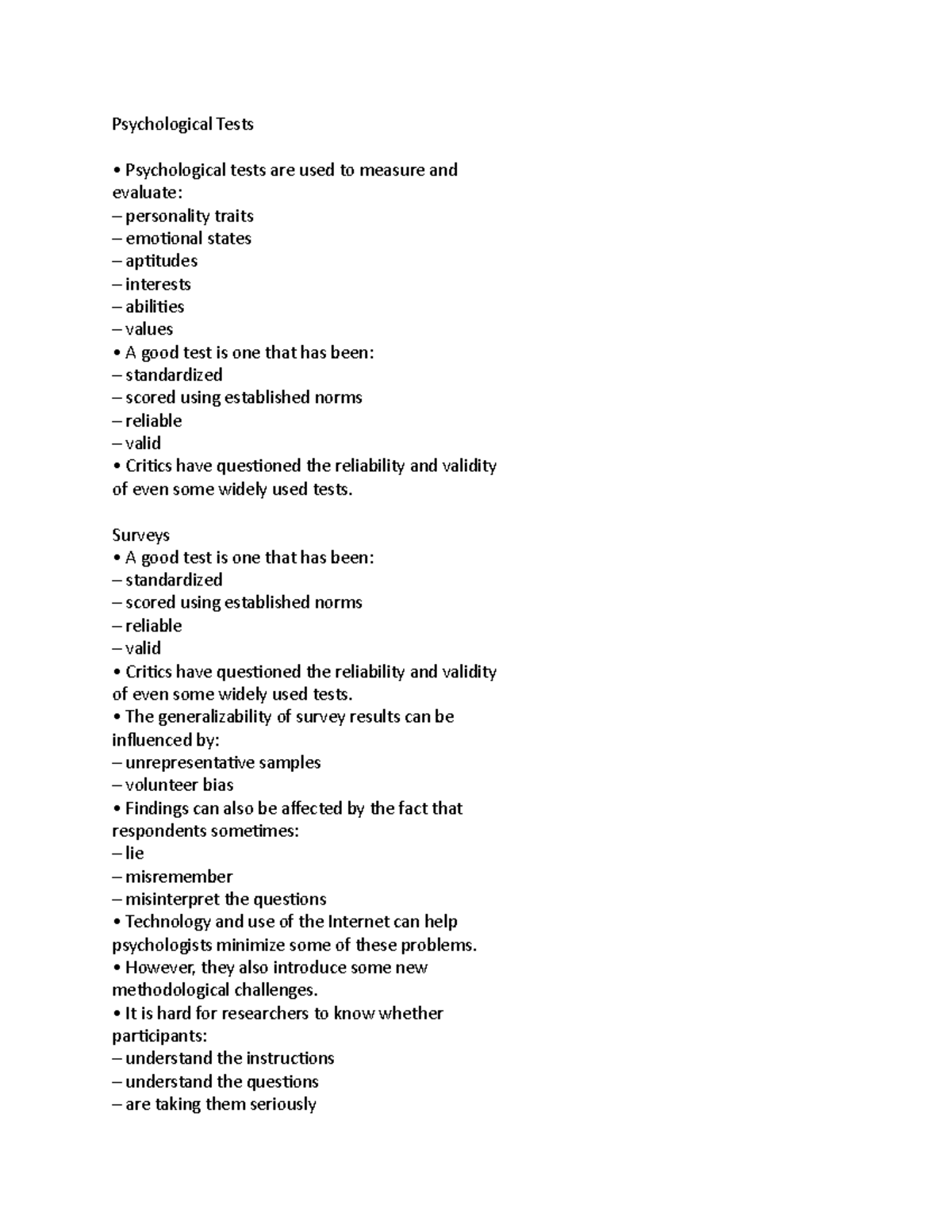 Psychological Tests Pease. Psychological Tests Psychological tests