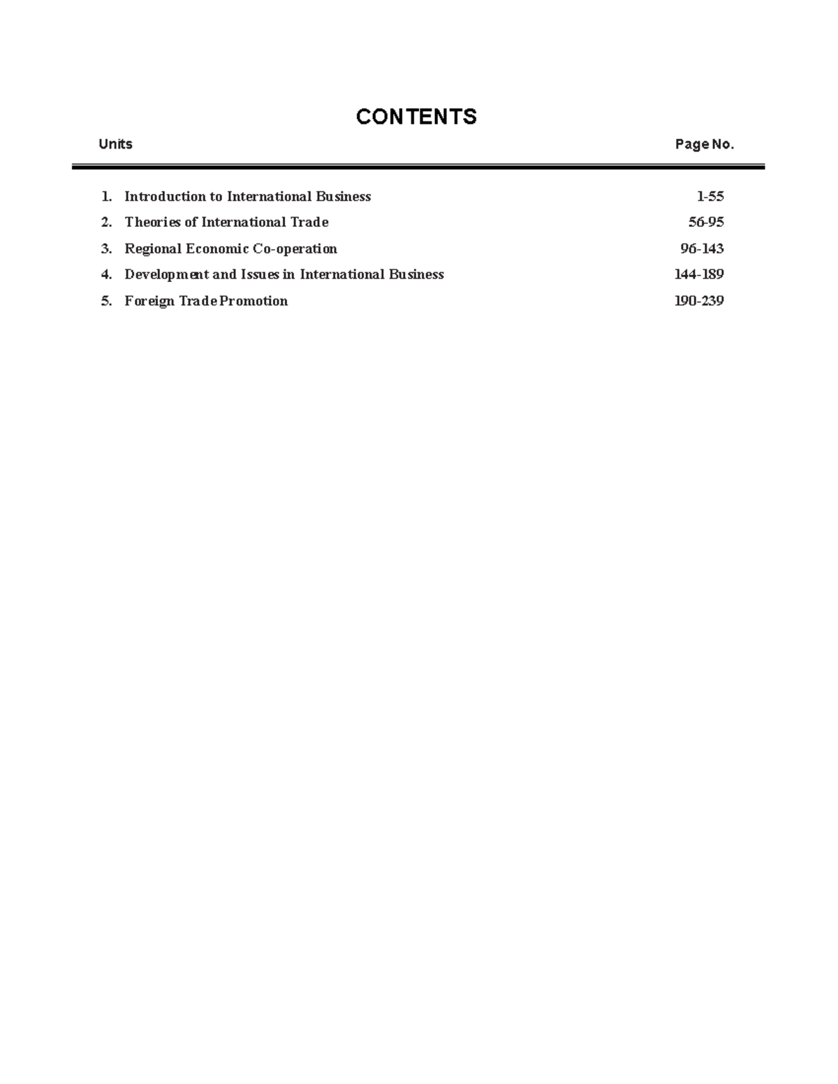 International Business B - CONTENTS Units Page No. Introduction To ...