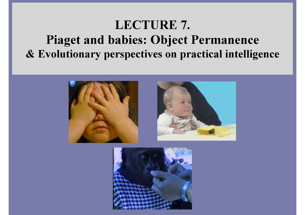 Lect 7 Object Perm 22 23 for Moodle LECTURE 7. Piaget and babies