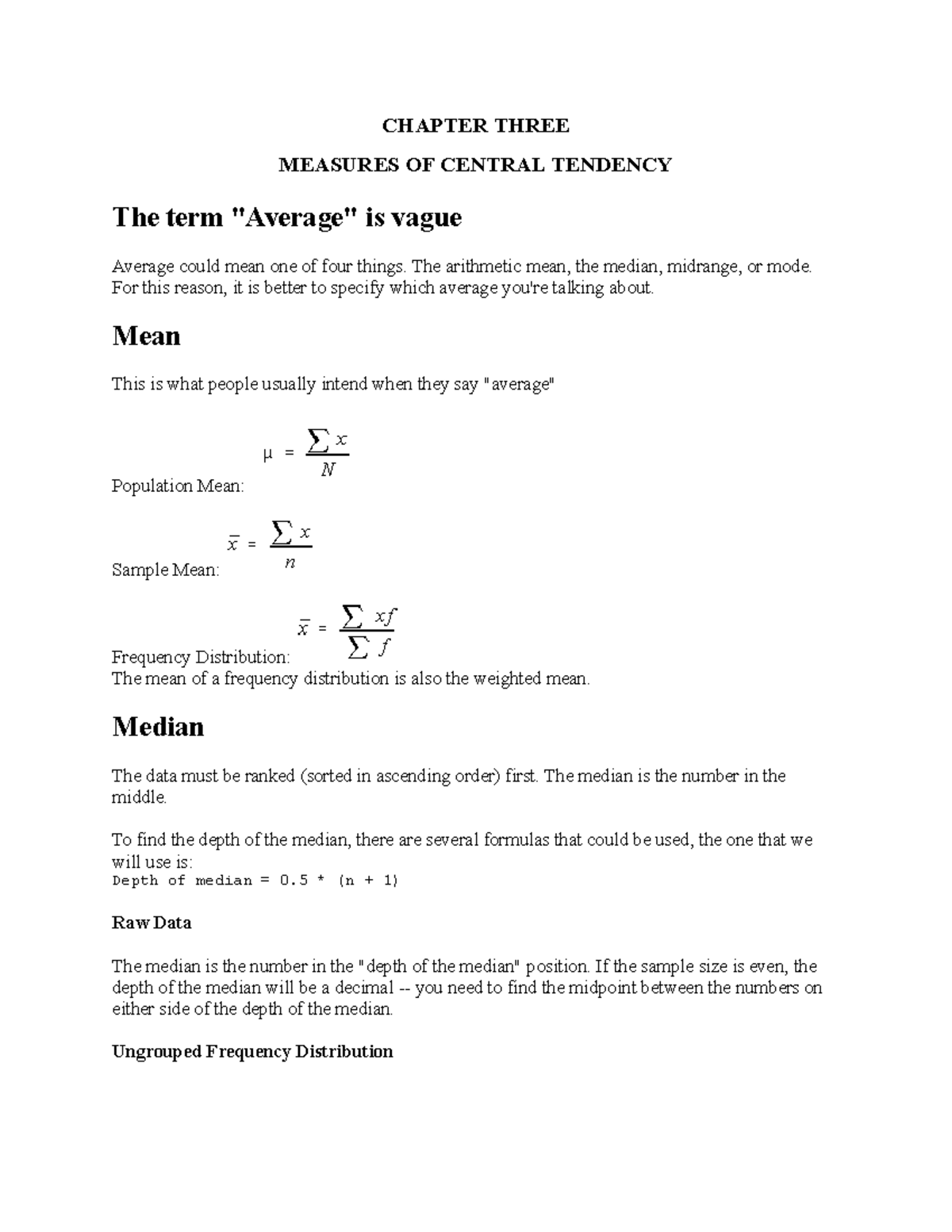 EMCU 002-Chapter Three- measures of central tendency - CHAPTER THREE ...