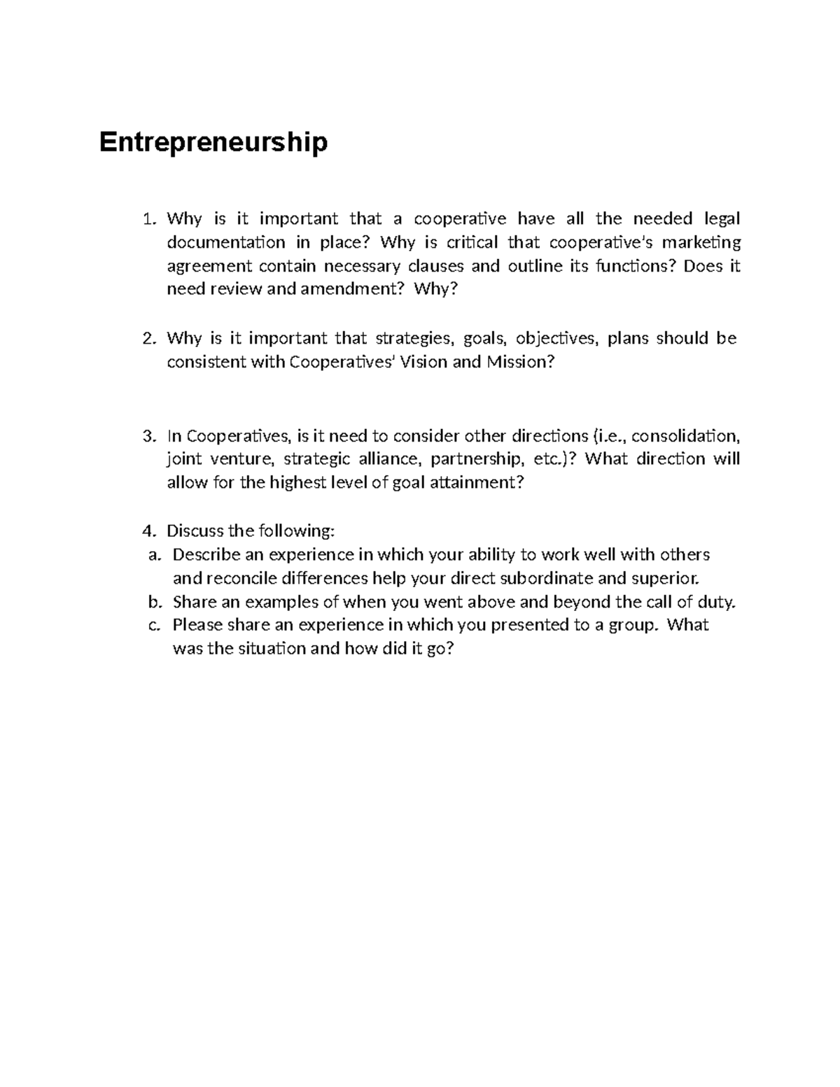 Paper Work No. 3 - entrep - Entrepreneurship Why is it important that a ...
