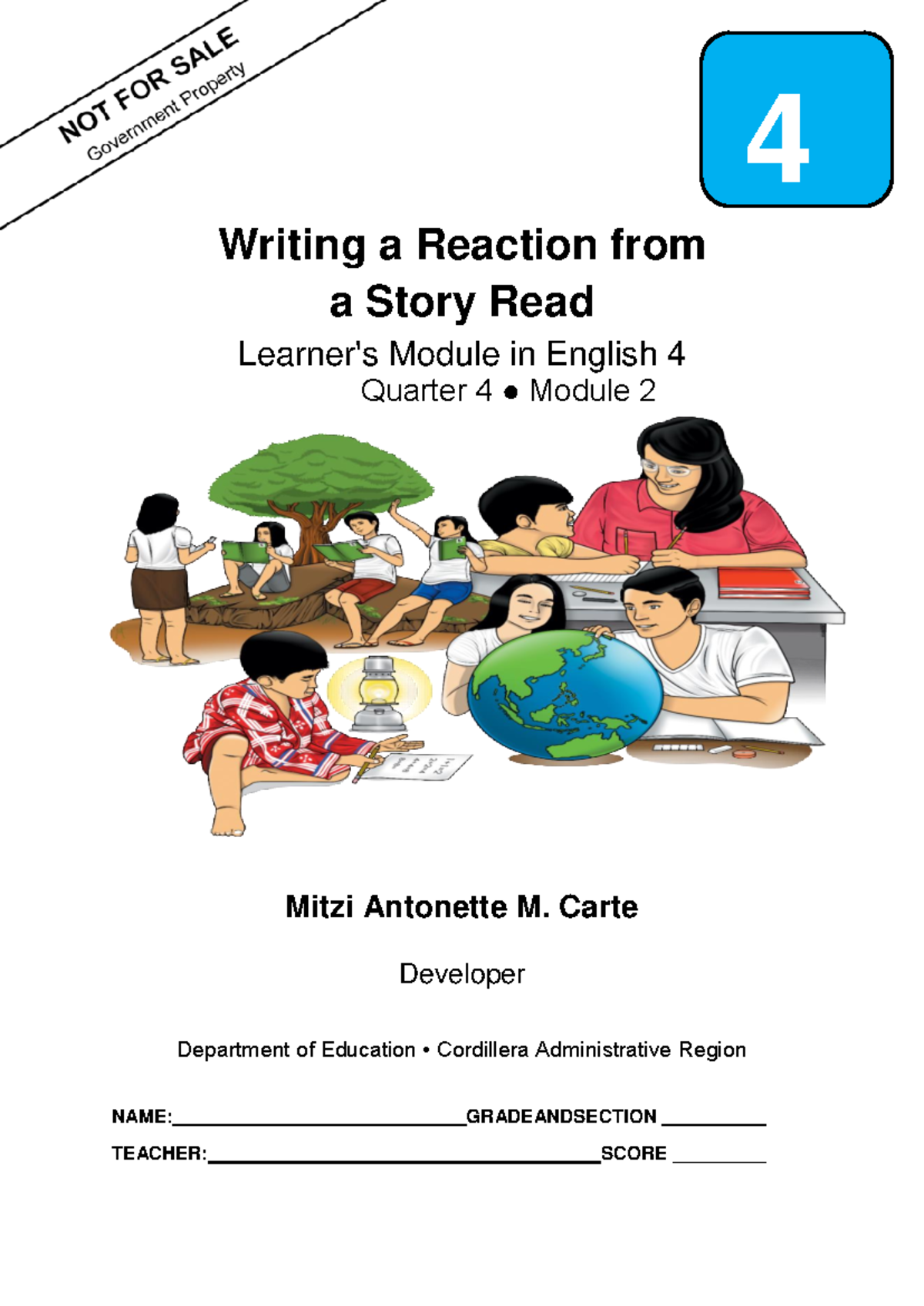 Engl4 Q4 Mod2 Writing-a-reaction-from-story-read Carte Bgo - Writing A ...