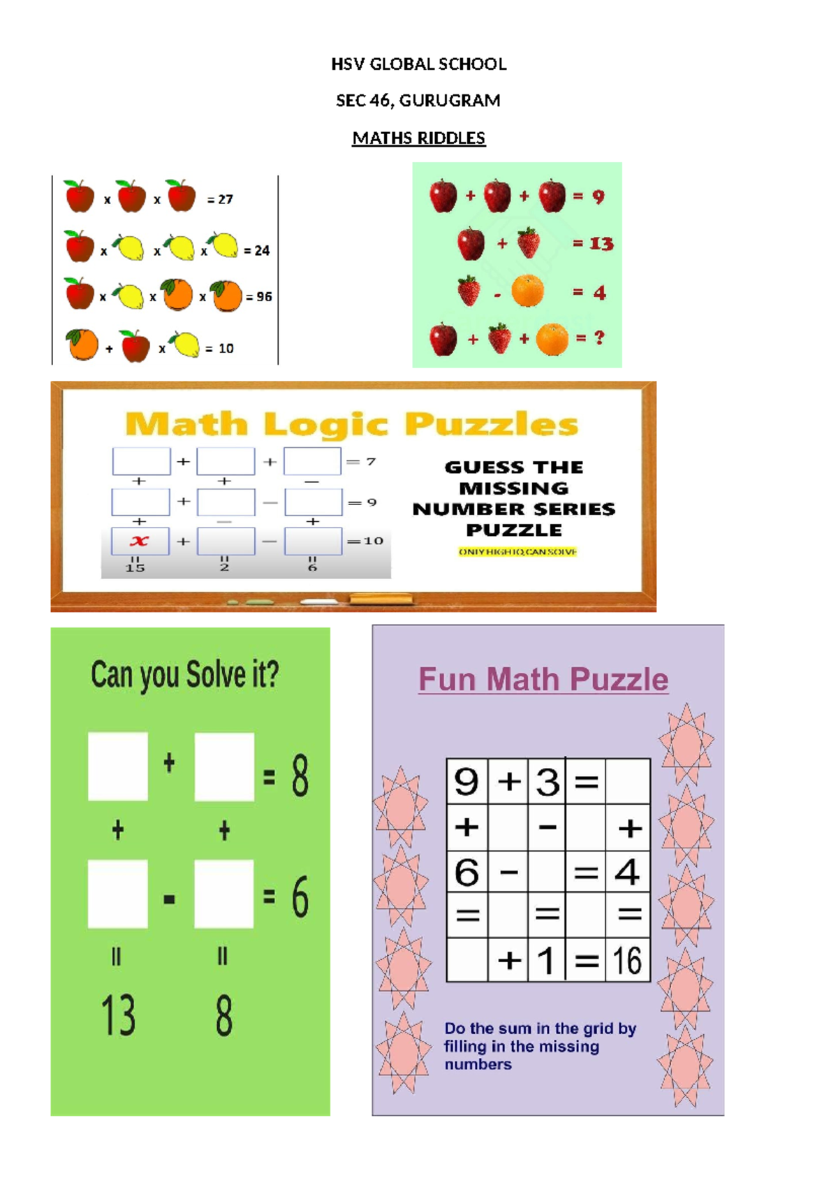 Maths Riddles - HELLO - Mathematics: Applications and Interpretation SL ...