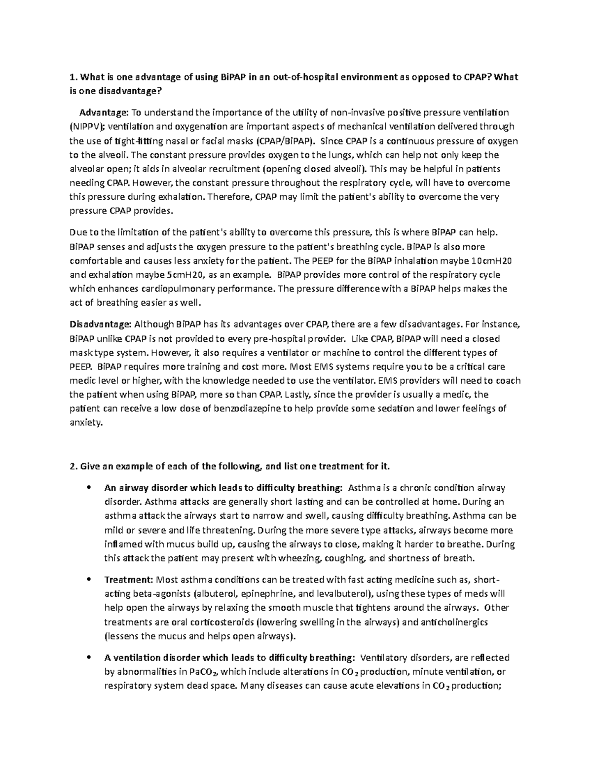 202-5 - Assignments - What is one advantage of using BiPAP in an out-of ...