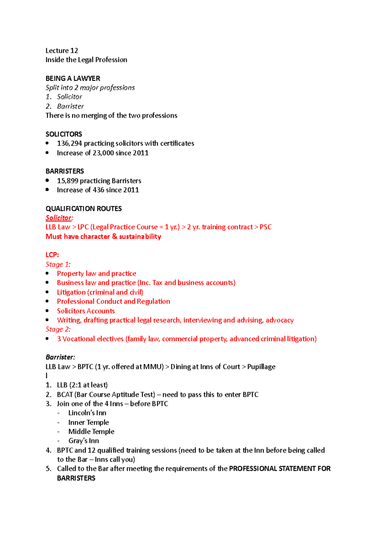 Lecture 12 - Barrister & solicitor pathways - Lecture 12 Inside the ...