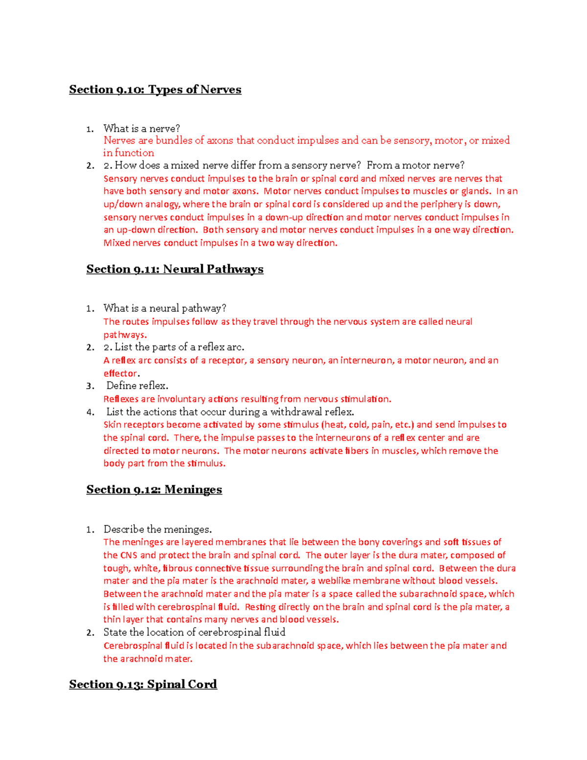 lecture notes about type of nerves - Section 9: Types of Nerves What is ...