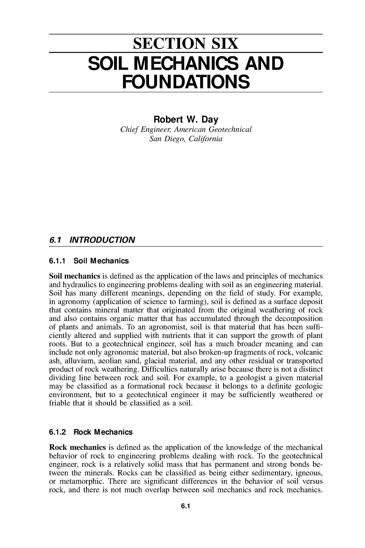 Section 6 Soil Mechanics And Foundations - SECTION SIX SOIL M ECHANICS ...