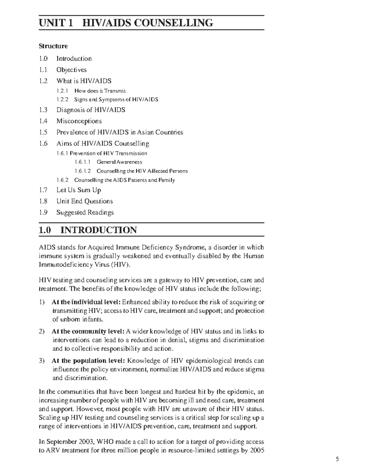 Unit-1 - Study notes - HIV/AIDS Counselling UNIT 1 HIV/AIDS COUNSELLING ...