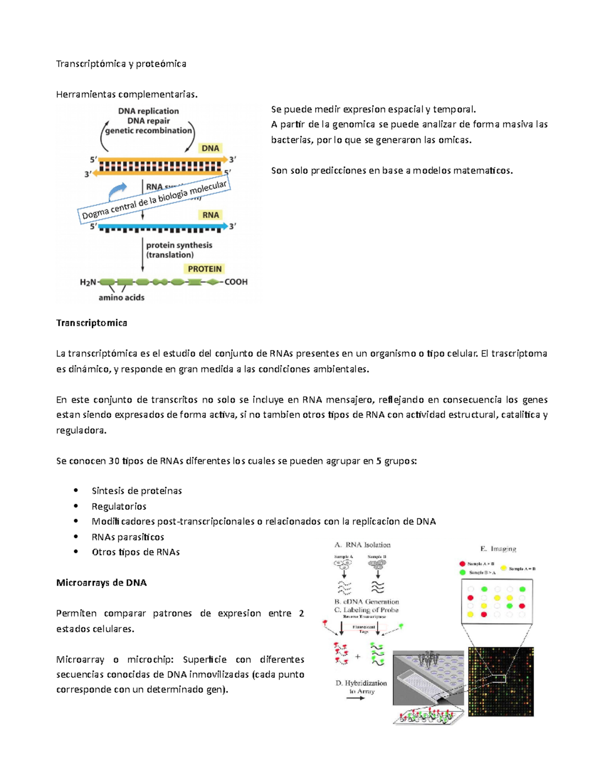Transcriptómica y proteómica - y Herramientas complementarias. Se puede ...