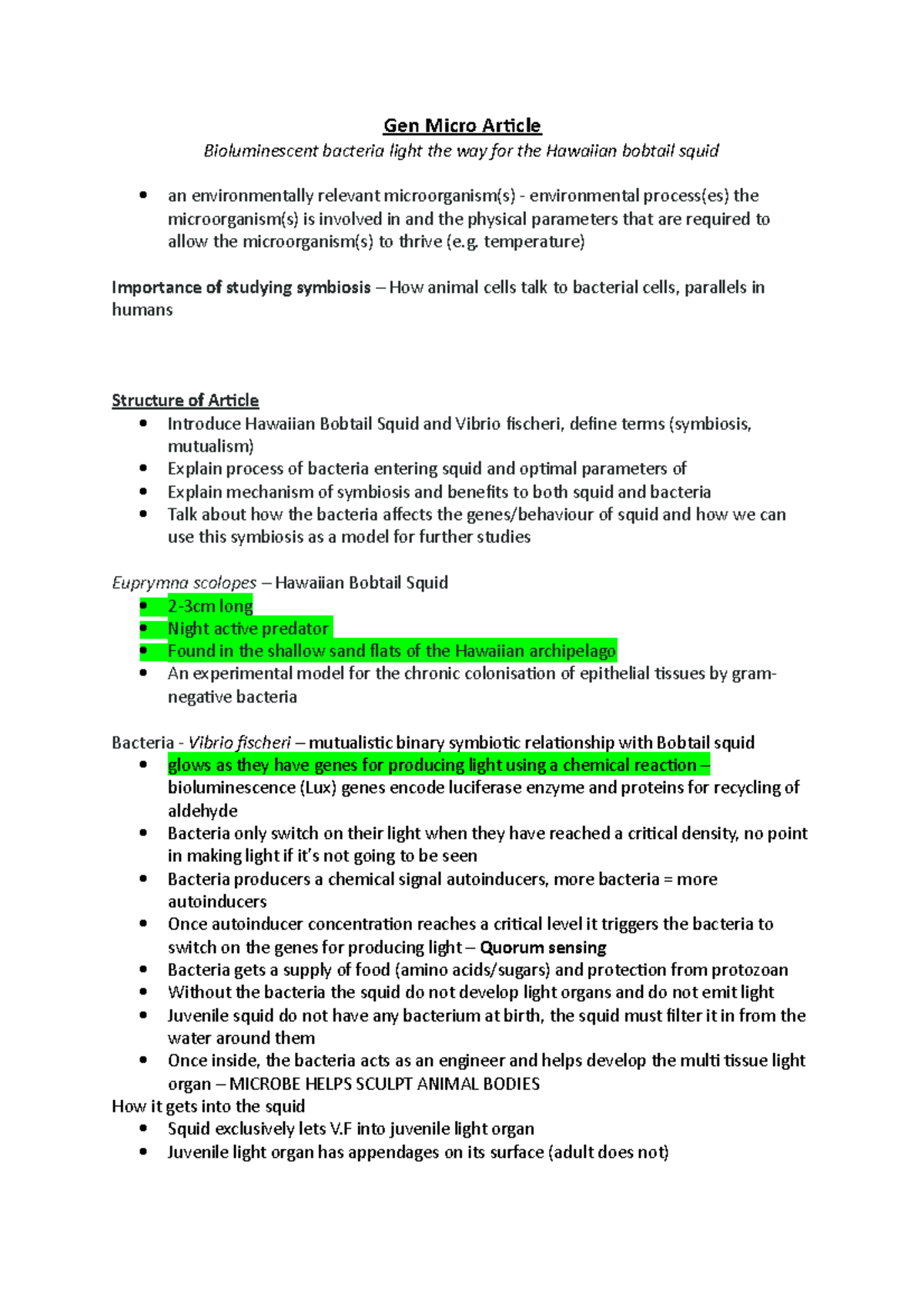 Gen Micro Article - Gen Micro Article Bioluminescent bacteria light the ...