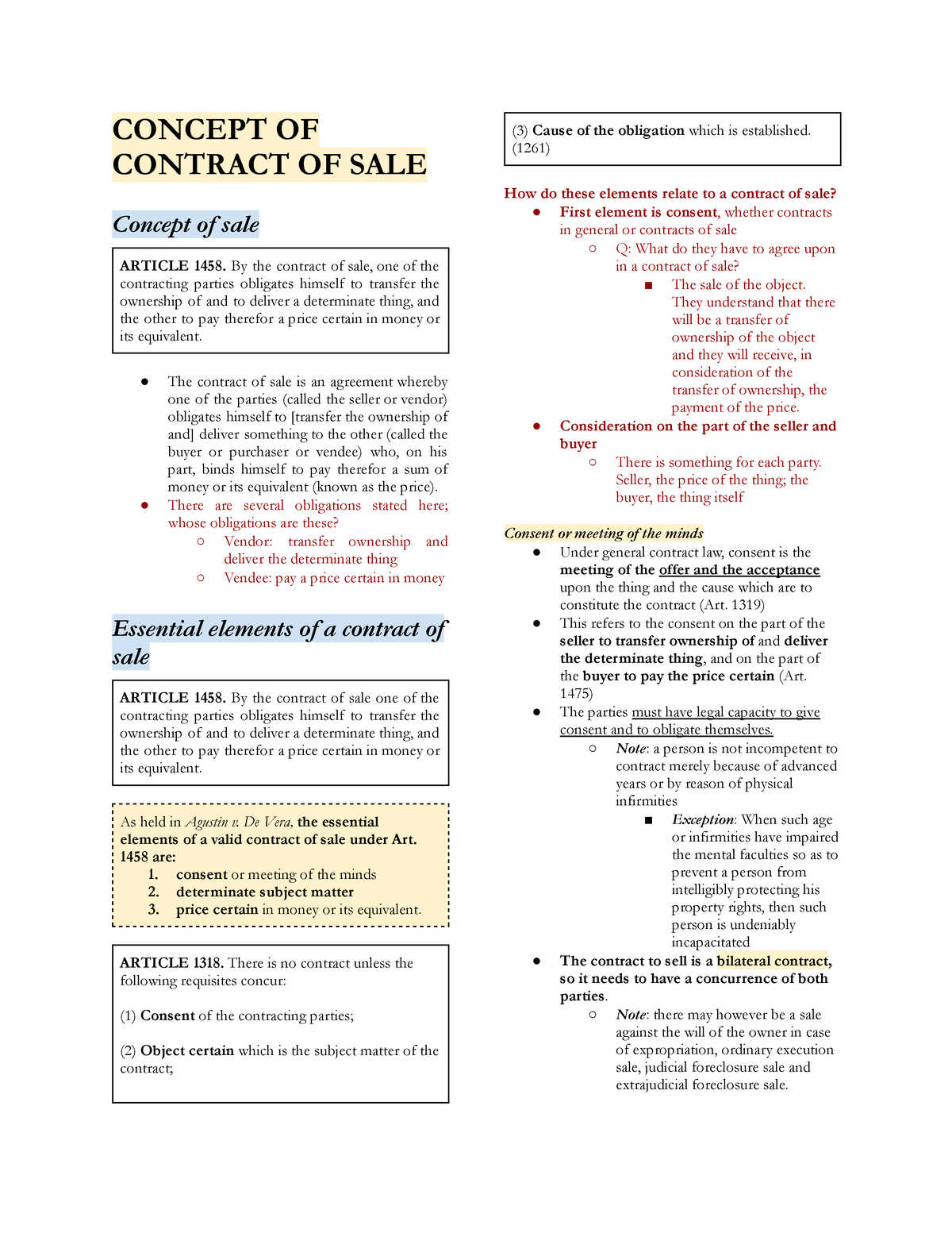 case study contract of sale