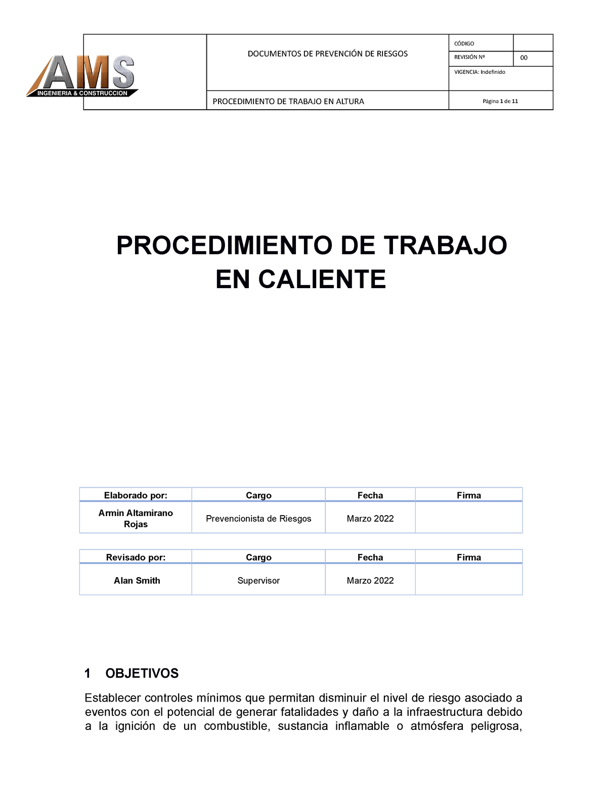 Procedimiento Trabajos-en-Caliente - PROCEDIMIENTO DE TRABAJO EN ...