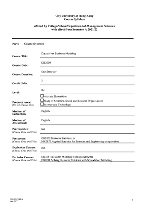 Tutorial 6tutorial 6 - CB2203 Data-Driven Business Modeling Tutorial 6 ...