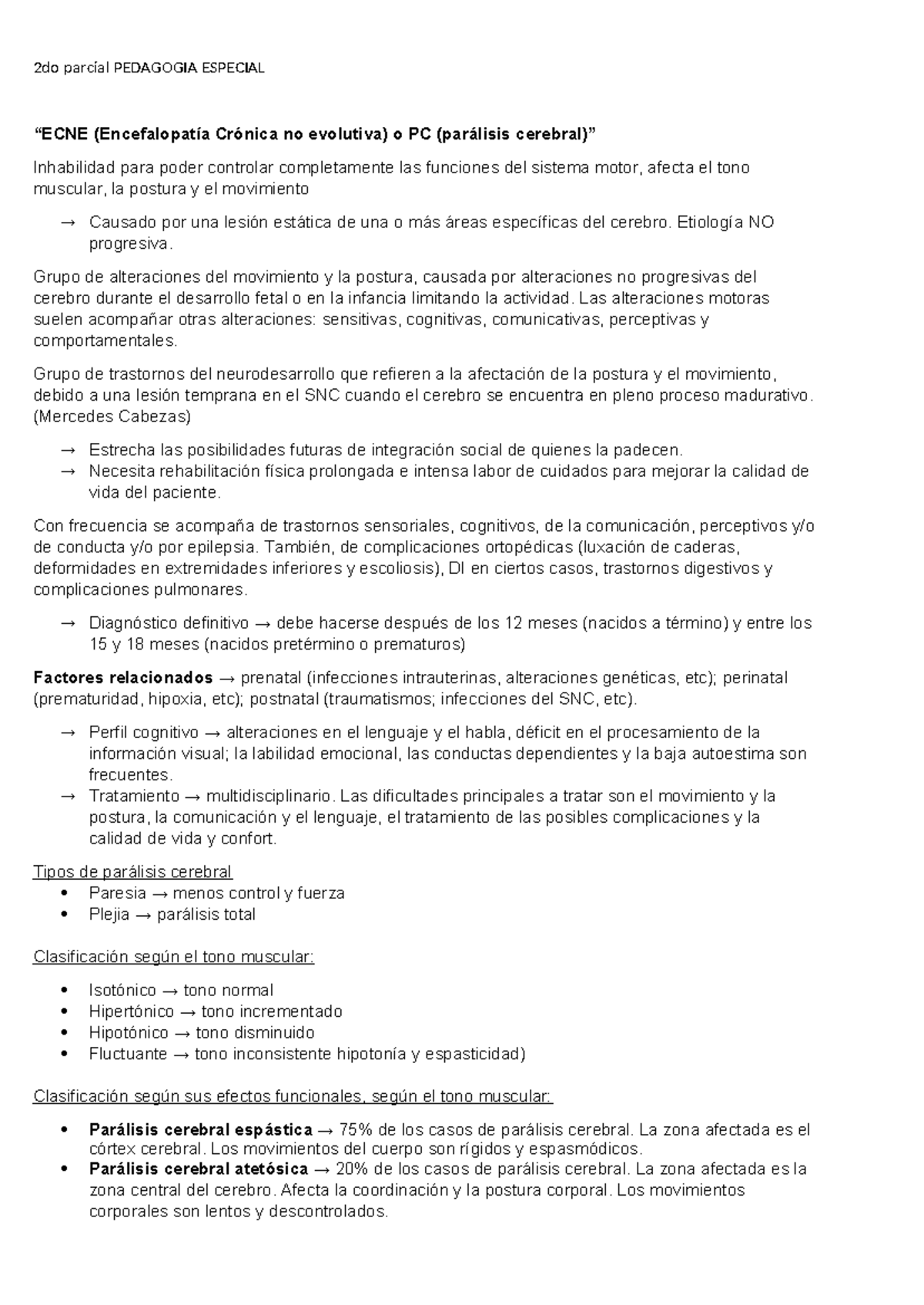 2DO Parcial - “ECNE (Encefalopatía Crónica no evolutiva) o PC ...