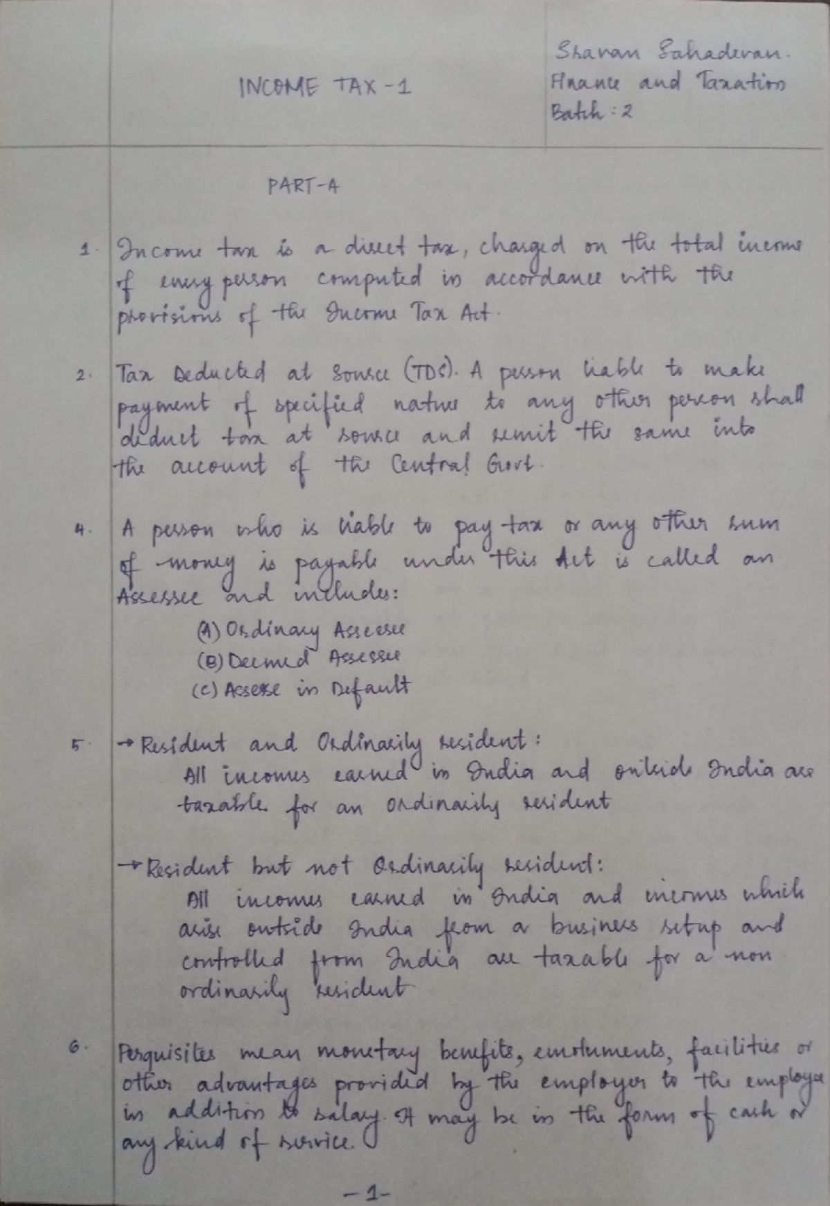 Income tax 1 for Bcom - 2 A pesen Assesse INCOME TAX - PART- Tan ...