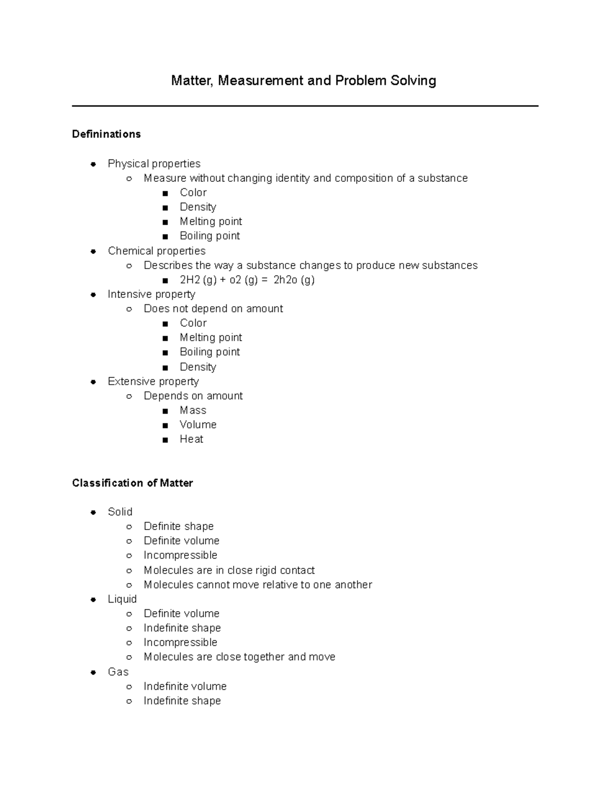 Matter, Measurement and Problem Solving - Matter, Measurement and ...