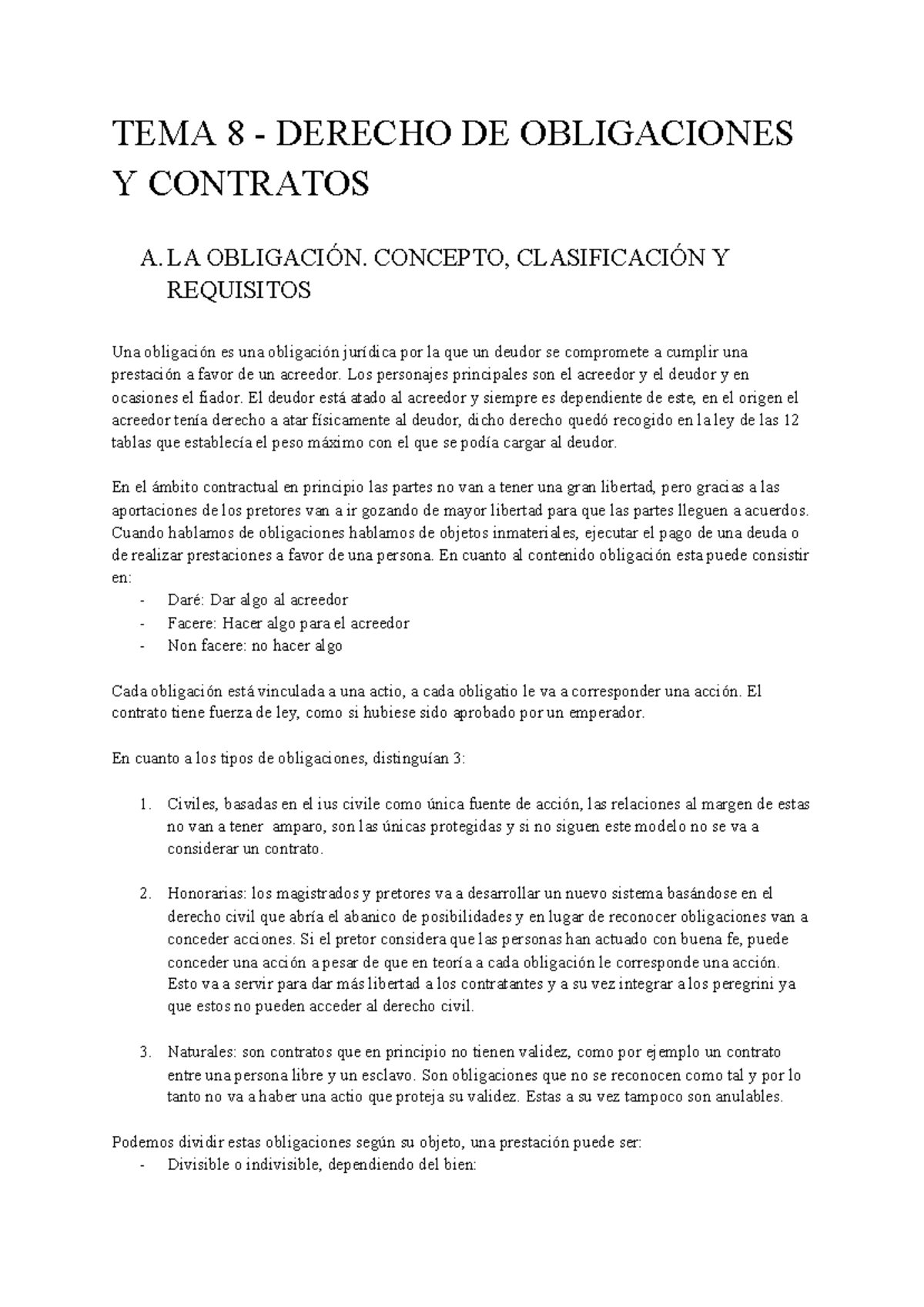 Romano tema 8 - DERECHO DE OBLIGACIONES Y CONTRATOS - TEMA 8 - DERECHO ...