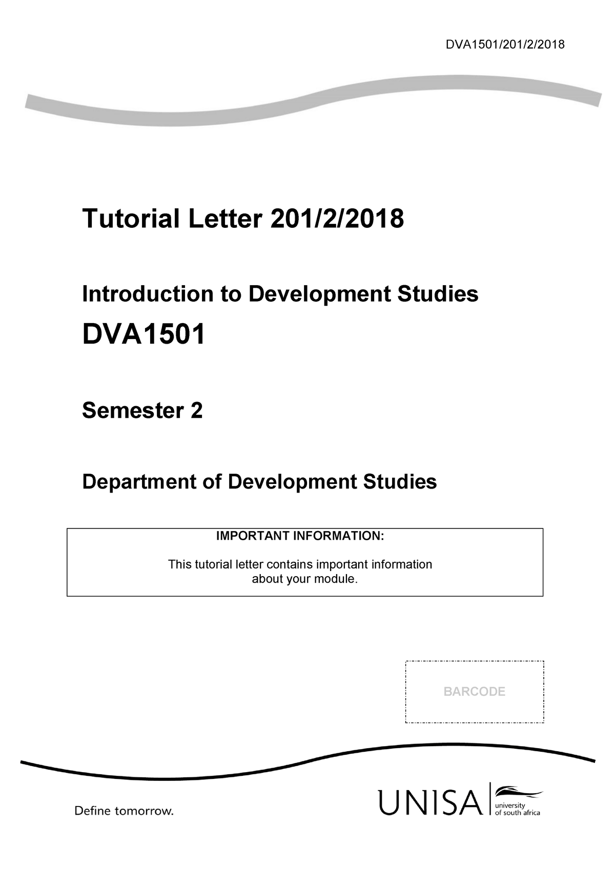 Tutorial Letter DVA1501 - 201 2 2018 - DVA1501/201/2/ 2018 Tutorial ...