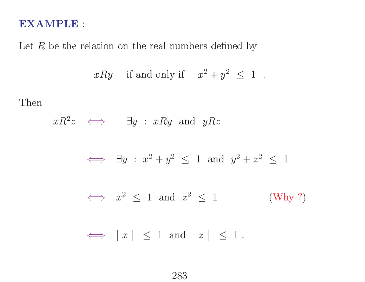 COEN 231- Lecture 18 - EXAMPLE : Let R be the relation on the real ...